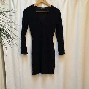 Allegra K Black Long Sleeve Bodycon Dress